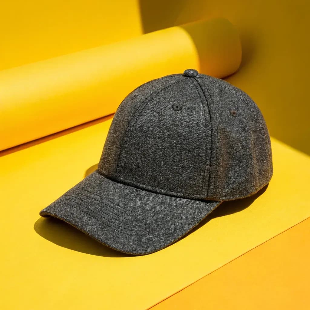 Wool cap on a bold yellow backdrop