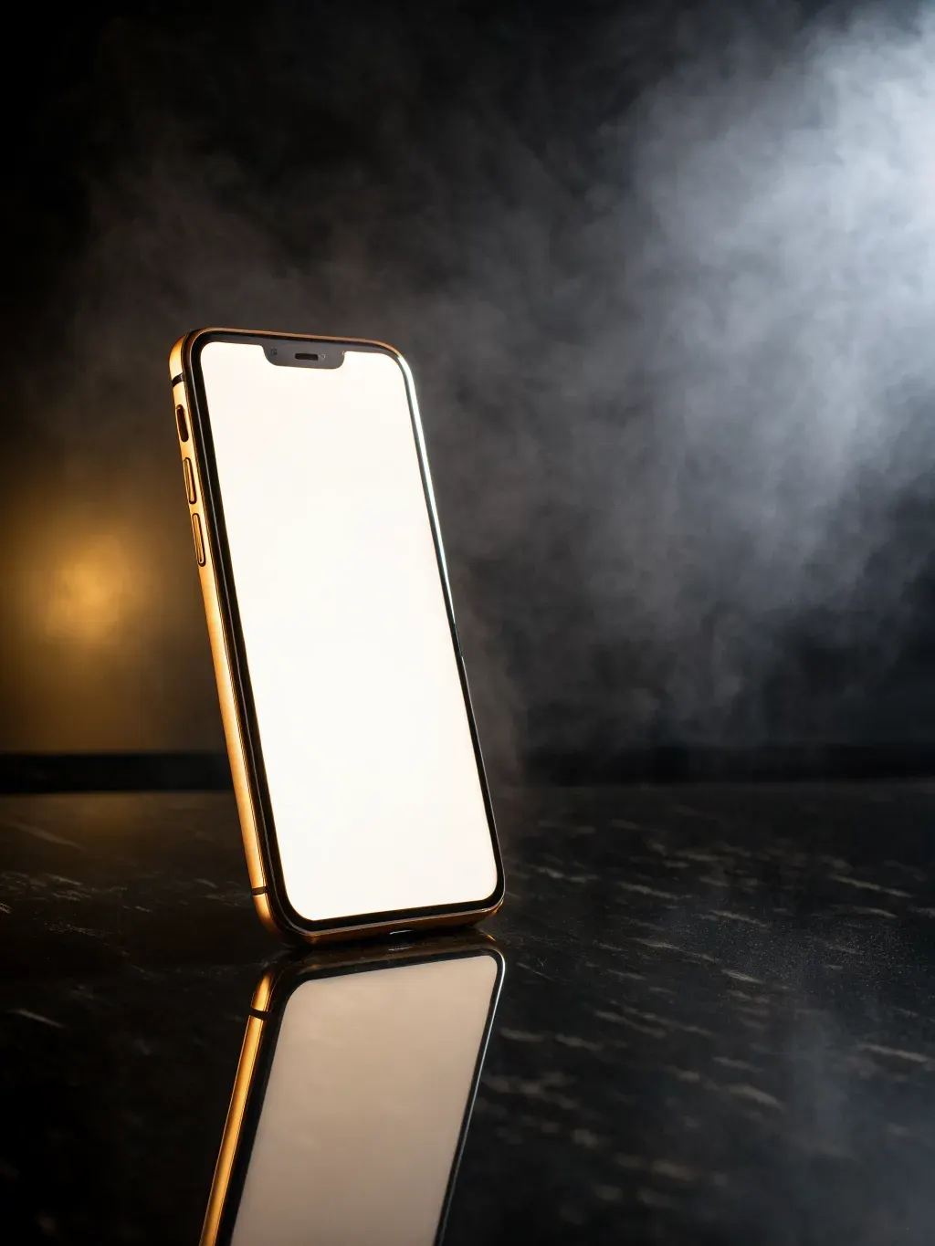 Frameless smartphone on a dark gradient